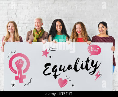 Il femminismo di uguaglianza di donne di fiducia a destra Foto Stock