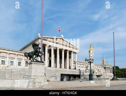 Parlamento austriaco edificio, Vienna. Parlamento austriaco, Ringstrasse di Vienna, Austria Foto Stock