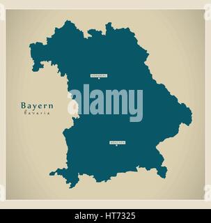 Mappa moderno - Bayern DE nuovo design illustrazione ricondizionato Illustrazione Vettoriale