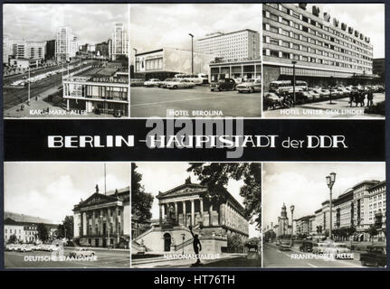Germania - circa 1968: una cartolina A Stampato in Germania, mostra i punti di riferimento di Berlino, circa 1968 Foto Stock