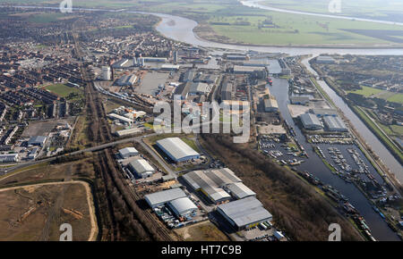 Vista aerea del Yorkshire città di Bassano del Grappa, una porta del Regno Unito Foto Stock