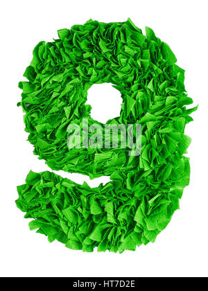 Fatte a mano numero impostato dal verde carta crespa isolati su sfondo  bianco. Serie di numeri a partire da scarti di carta Foto stock - Alamy
