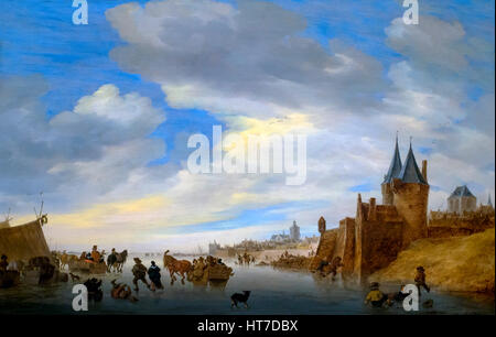Paesaggio invernale a Arnhem, da Salomon van Ruysdael, 1653, Royal Art Gallery, il museo Mauritshuis, l'Aia, Paesi Bassi, Europa Foto Stock