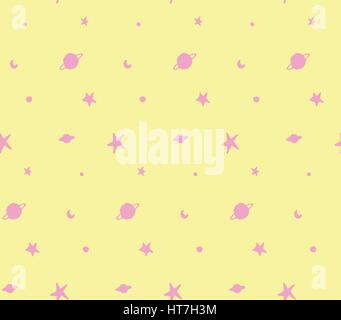 Disegnato a mano sfondo vettoriale con le stelle e i pianeti Illustrazione Vettoriale