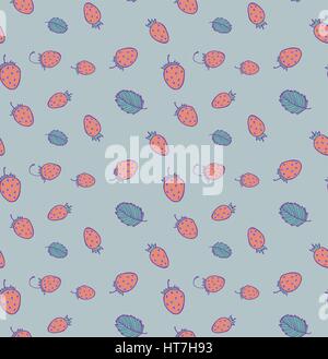 Disegnato a mano sfondo vettoriale con fragole Illustrazione Vettoriale