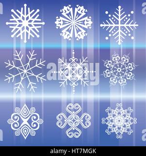 Set di fiocchi di neve icone vettoriali Illustrazione Vettoriale