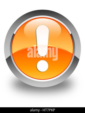 Icona a forma di punto esclamativo isolate su arancio lucido pulsante rotondo illustrazione astratta Foto Stock