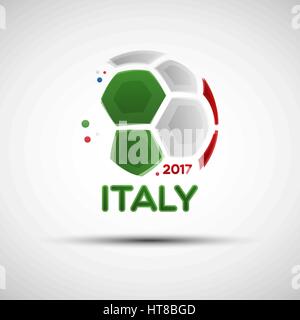 Campionato di calcio banner. Bandiera dell'Italia. Illustrazione Vettoriale astratto del pallone da calcio con la nazionale italiana di bandiera dei colori per il tuo design Illustrazione Vettoriale