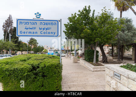 Una vista della colonia tedesca quartiere di Haifa Foto Stock