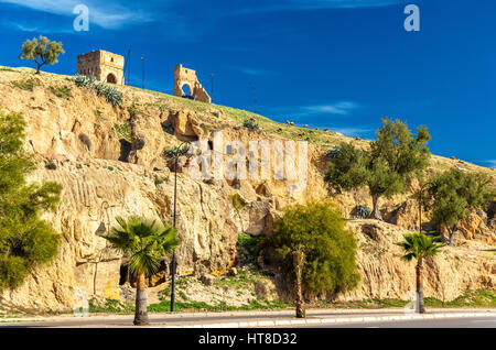 Paesaggio in Fes sotto Marinid tombe, Marocco Foto Stock