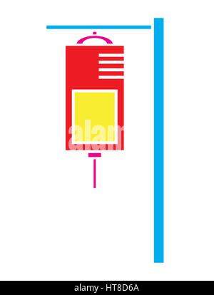 IV colorato sacca di soluzione fisiologica icona vettore isolato in uno sfondo bianco. Icone di medici. Illustrazione Vettoriale