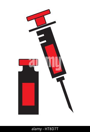 La siringa ed il flaconcino icona bottiglia vettore isolato in uno sfondo bianco. Icone di medici. Illustrazione Vettoriale