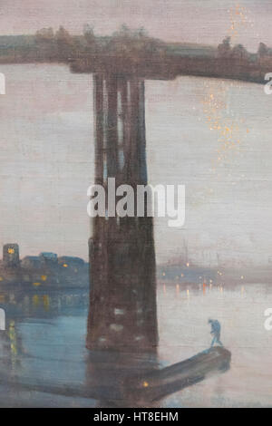 Pittura intitolato Nocturne: Blu e Oro - il vecchio ponte di Battersea da James Abbot McNeill Whistler datata 1875 Foto Stock