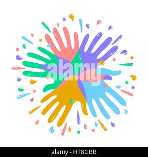 Icona sul santo festa, sotto forma di mani colorate e schizzi. Illustrazione Vettoriale