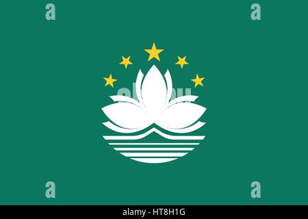 Vettore ufficiale Bandiera di Macao ( Regione amministrativa speciale di Macao della Repubblica popolare di Cina ) Illustrazione Vettoriale