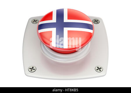 Bandiera della Norvegia a pulsante, rendering 3D Foto Stock