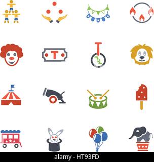 Circus web icone per la progettazione di interfacce utente Illustrazione Vettoriale