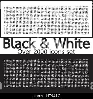 Oltre 2000 in bianco e nero serie icone Qualità design illustrazione Illustrazione Vettoriale