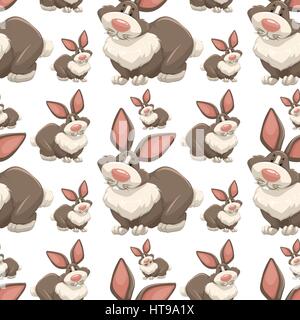 Seamless design sfondo marrone con i conigli di illustrazione Illustrazione Vettoriale