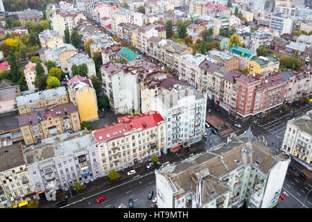 Vista aerea di strade nel centro di Kiev, Ucraina Foto Stock