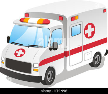 Cartoon ambulanza. Servizio di emergenza. Illustrazione Vettoriale Cartoon. Foto Stock