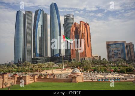 Etihad Towers edifici di Abu Dhabi, Emirati Arabi Uniti Foto Stock
