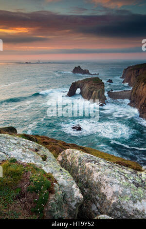 Land's End; Cornovaglia; Regno Unito Foto Stock