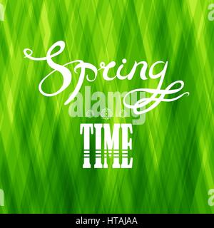 La molla Lettering Design. Bandiera verde Illustrazione Vettoriale