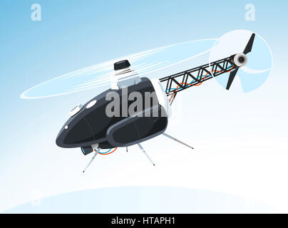 Flying drone cartoon illustrazione Foto Stock