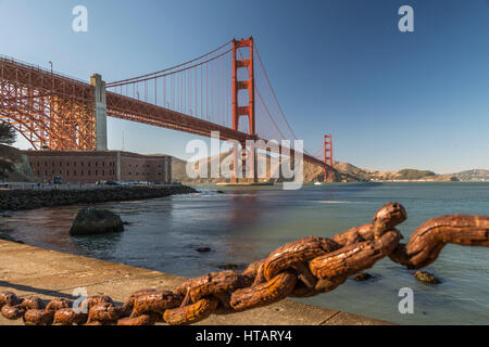 Vista sul Golden Gate Bridge di San Francisco in California Foto Stock