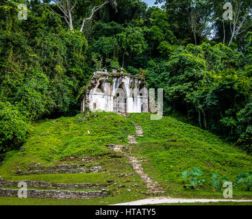 Tempio della Croce Foliated presso le rovine maya di Palenque - Chiapas, Messico Foto Stock