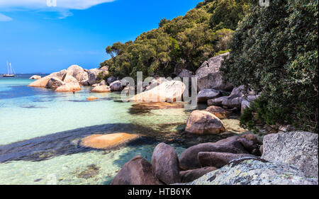 Spiaggia di Santa Giulia, Corsica, Francia Foto Stock