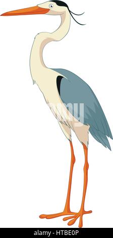 Cartoon sorridente Heron Illustrazione Vettoriale