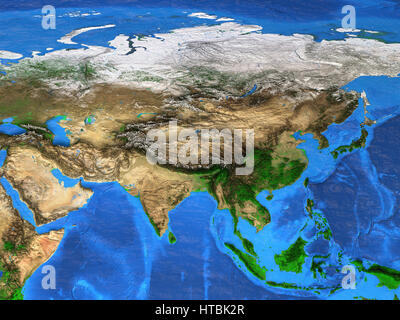 Dettagliata vista satellitare della terra e dei suoi landforms. Asia mappa. Gli elementi di questa immagine fornita dalla NASA Foto Stock