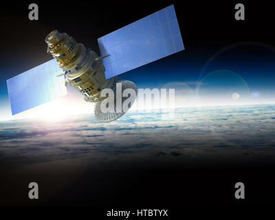 3D rendering satellite nello spazio Foto Stock