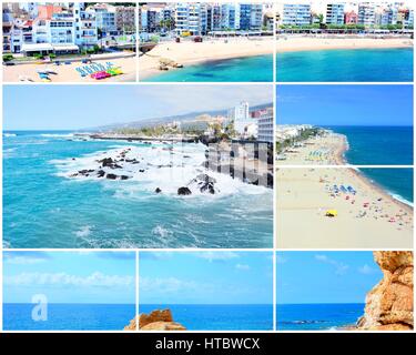 Collage di foto di viaggi da le vacanze sulla spiaggia e sul mare. Foto Stock