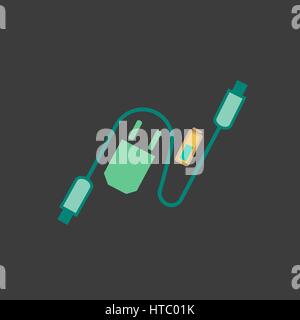 Accessori per la ricarica e la relativa icona. Illustrazione Vettoriale