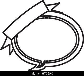 La figura rotonda bolle di chat con l'icona a forma di nastro Illustrazione Vettoriale