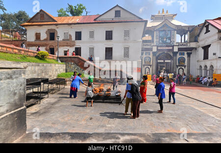 PASHUPATINATH - ottobre 8: persone indù celebra il festival di Dashain. Il Ott 8, 2013 in Kathmandu, Nepal. Questo è il più luogo sacro per tutti Hi Foto Stock