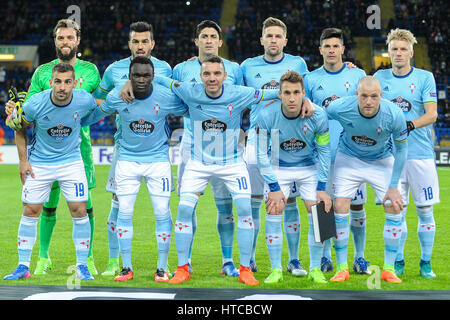 Kharkiv, Ucraina - 23 Febbraio 2017 - team Celta durante l'Europa League Round di 32 corrispondenza inversa tra (Shakhtar Donetsk, Ucraina) e Celta ( Foto Stock