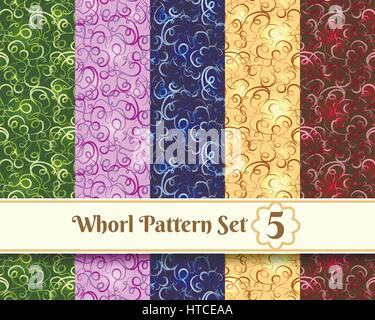 Colorato floreale whorl seamless pattern. Vettore senza sforzo sfondi per il tuo design. Illustrazione Vettoriale