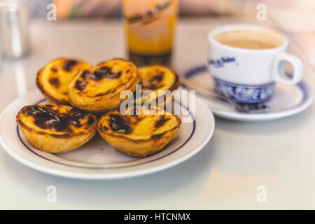 Pasteis de nata a Pastéis de Belém Foto Stock