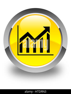 Icona statistiche isolate su giallo lucido pulsante rotondo illustrazione astratta Foto Stock