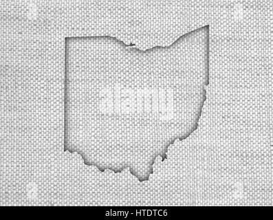 Mappa di Ohio su vecchie lenzuola Foto Stock