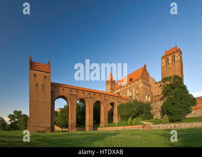 Dansker alias gdanisko toilet tower nel castello medievale Teutonico, in stile gotico, a Kwidzyn, Pomerania, Polonia Foto Stock