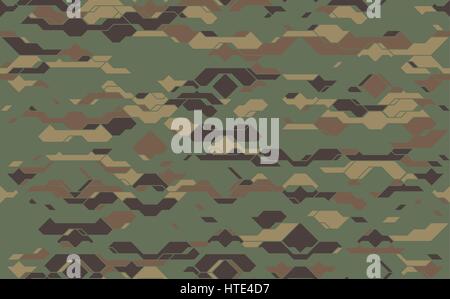 Seamless esercito moderno tessuto camouflage texture. Vettore di astratta futuristico camo sfondo di Damasco. Geometrica modello tech carta di avvolgimento design Illustrazione Vettoriale