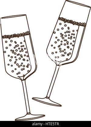 Schizzo silhouette giovane toast champagne Illustrazione Vettoriale