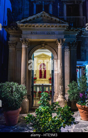 Cappella di San Sebastiano Cappella di San Sebastiano) dal 1912 per l'isola di Ortigia, la parte storica di Siracusa città, angolo sud-est del islan Foto Stock