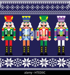 Ponticello di Natale o un maglione seamless pattern con schiaccianoci Illustrazione Vettoriale