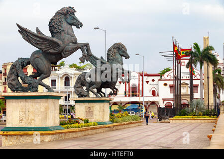 Pegasus statue vicino a Cartagena Convention Center. Foto Stock